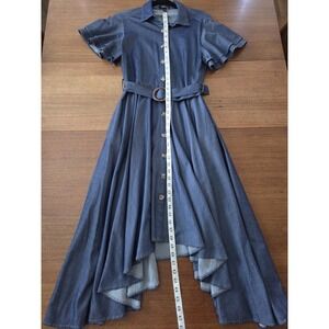 Denim High Low Belted Dress Women's Small Western Cottagecore Romantic